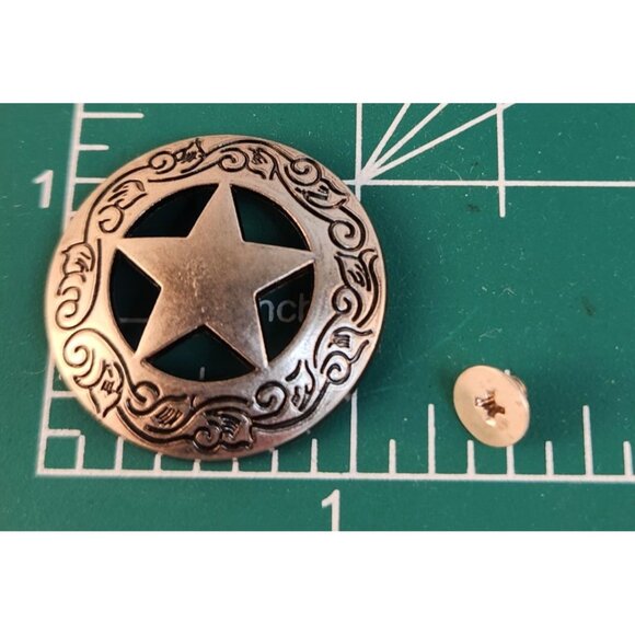 Western Star Conchos Set Silver Tone Screw Back 1 Inch Leather Craft Supply - Picture 3 of 5